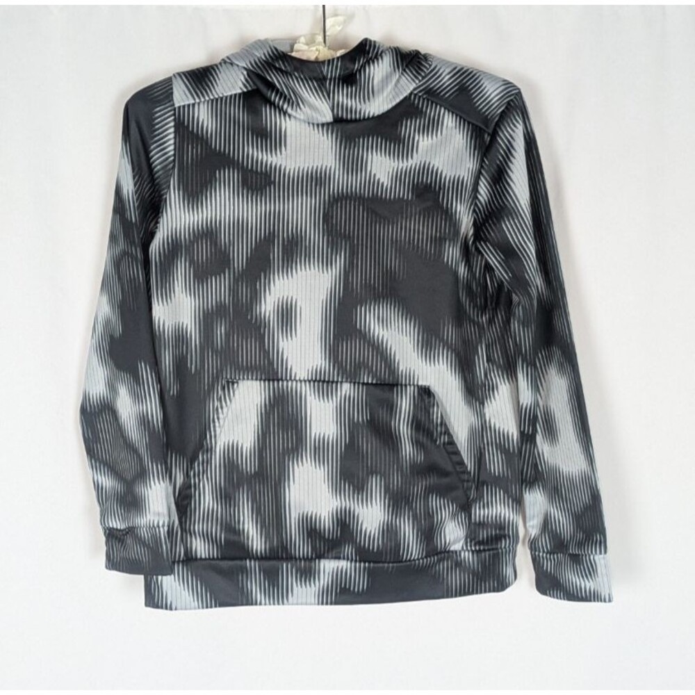 Under Armour Hoodie M Boy's Loose Fit Black White Fleece Pullover Pocket